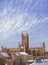 168 Bath Abbey and Rooftops in Snow